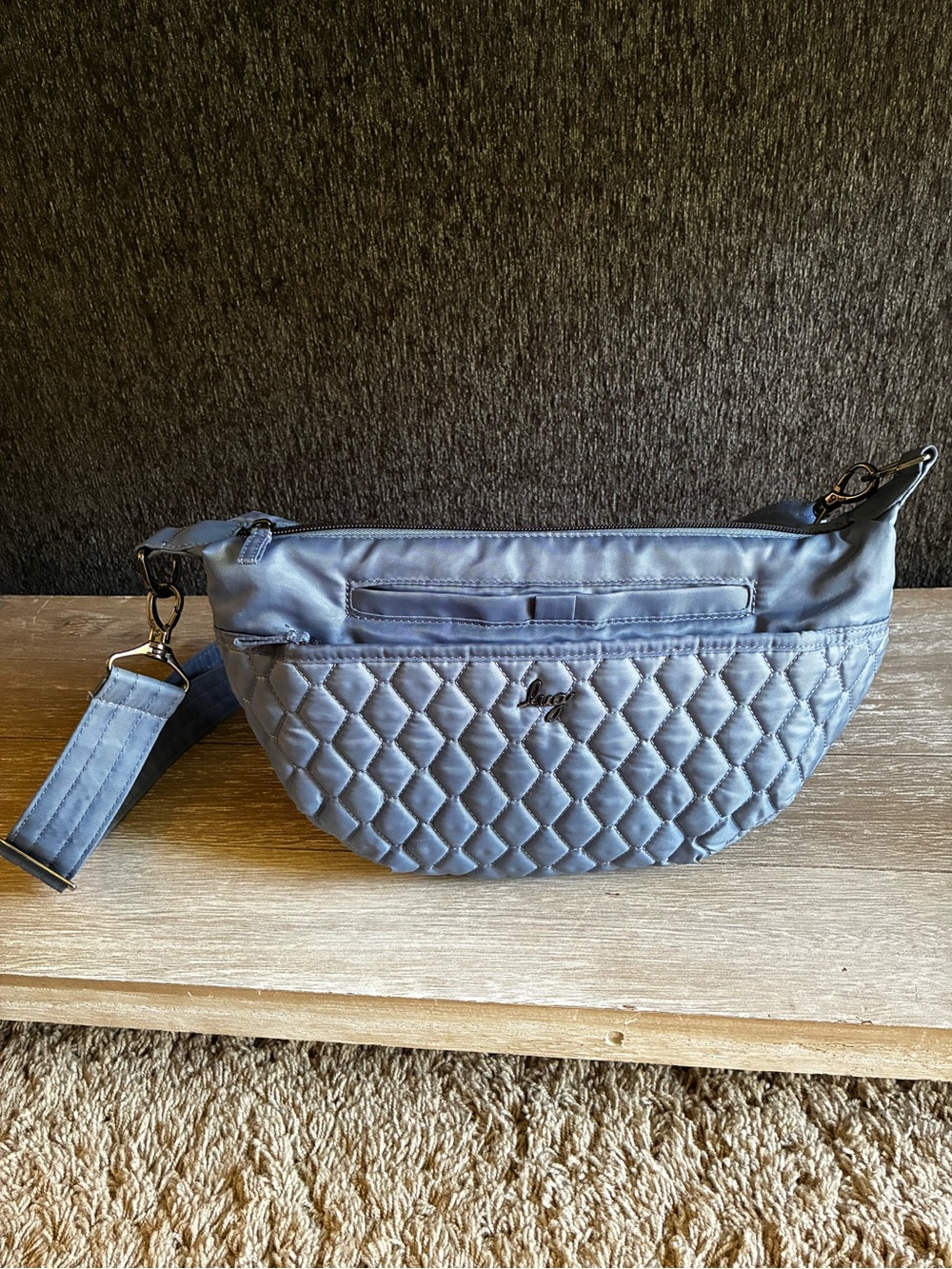 lug Bolero Quilted Nylon Crossbody with Detachable Strap In Periwinkle Blue